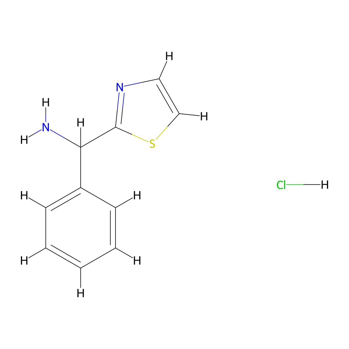 1-Phenyl-1-(1,3-thiazol-2-yl)methanamine hydrochloride molecular structure, CAS 1228880-49-6