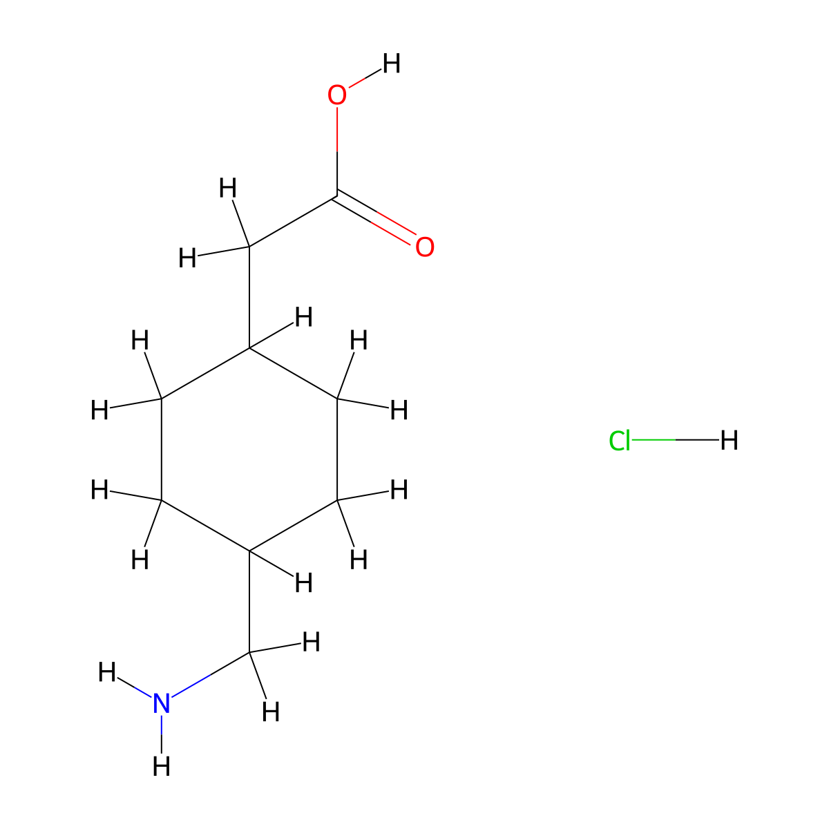 trans-(4-Aminomethylcyclohexyl)acetic acid hydrochloride molecular structure, CAS 1228880-64-5