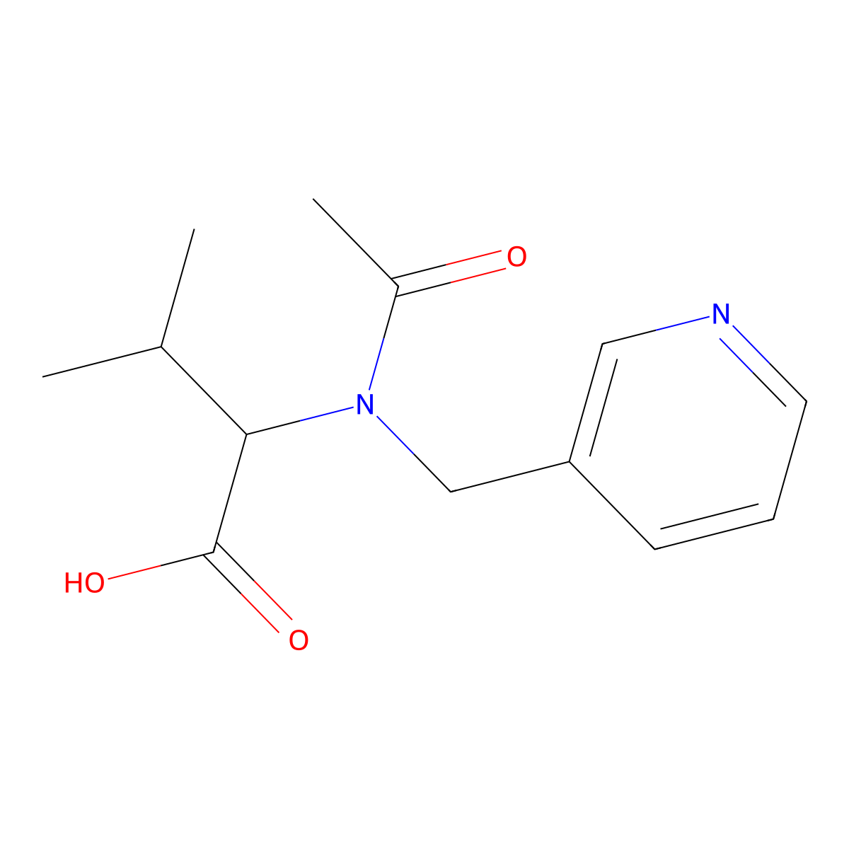 3-methyl-2-{N-[(pyridin-3-yl)methyl]acetamido}butanoic acid molecular structure, CAS 1228897-23-1