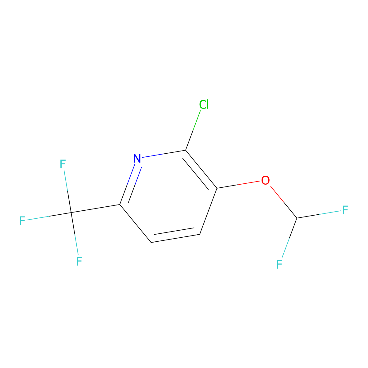2-Chloro-3-(difluoromethoxy)-6-(trifluoromethyl)pyridine molecular structure, CAS 1228897-80-0