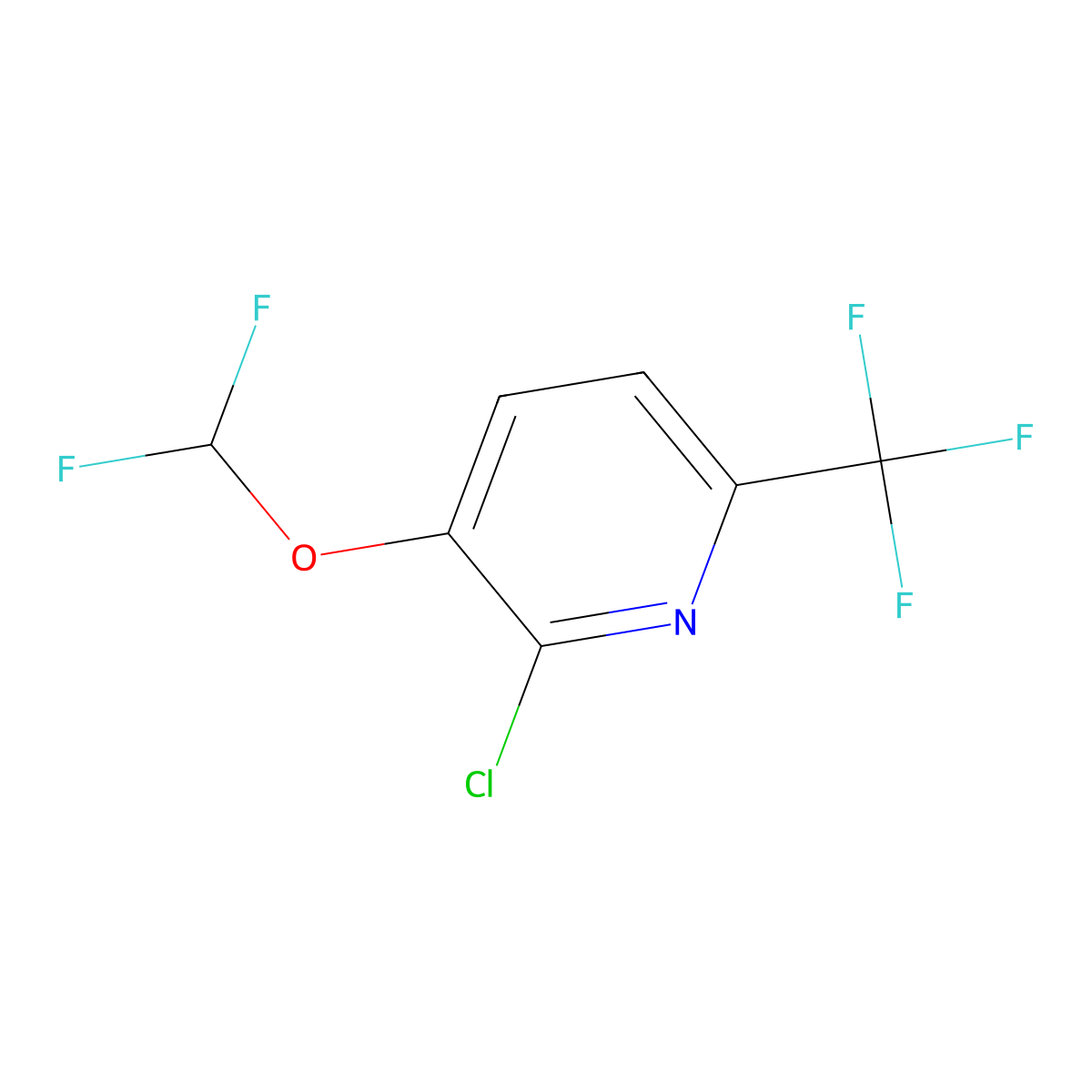 2-Chloro-3-(difluoromethoxy)-6-(trifluoromethyl)pyridine molecular structure, CAS 1228897-80-0