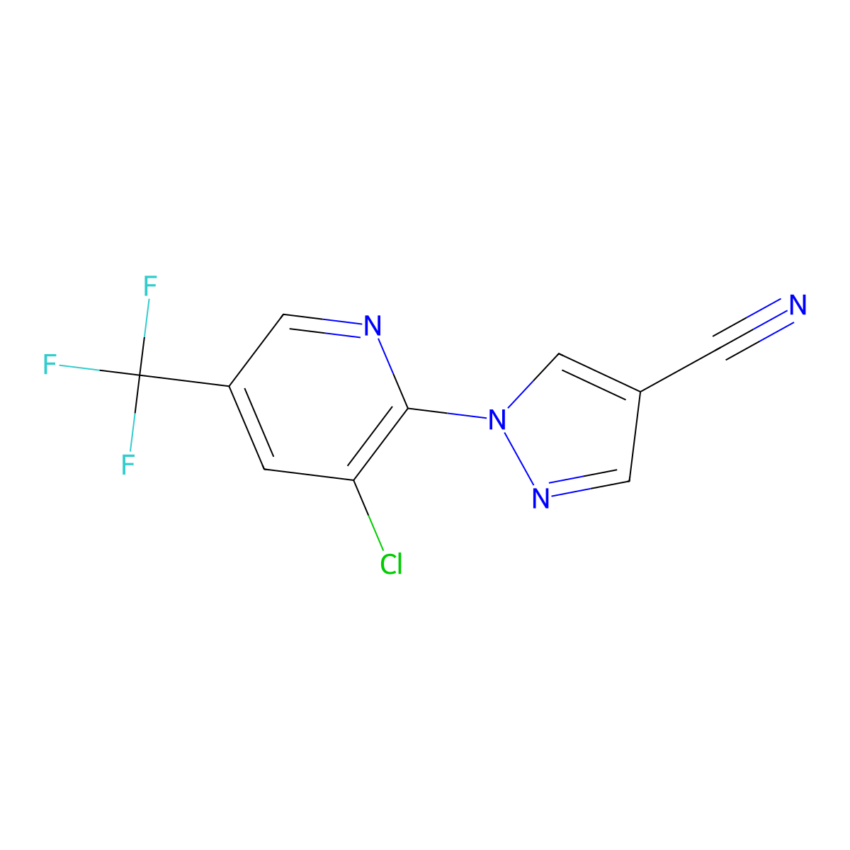 1-[3-chloro-5-(trifluoromethyl)-2-pyridinyl]-1H-pyrazole-4-carbonitrile molecular structure, CAS 122890-60-2
