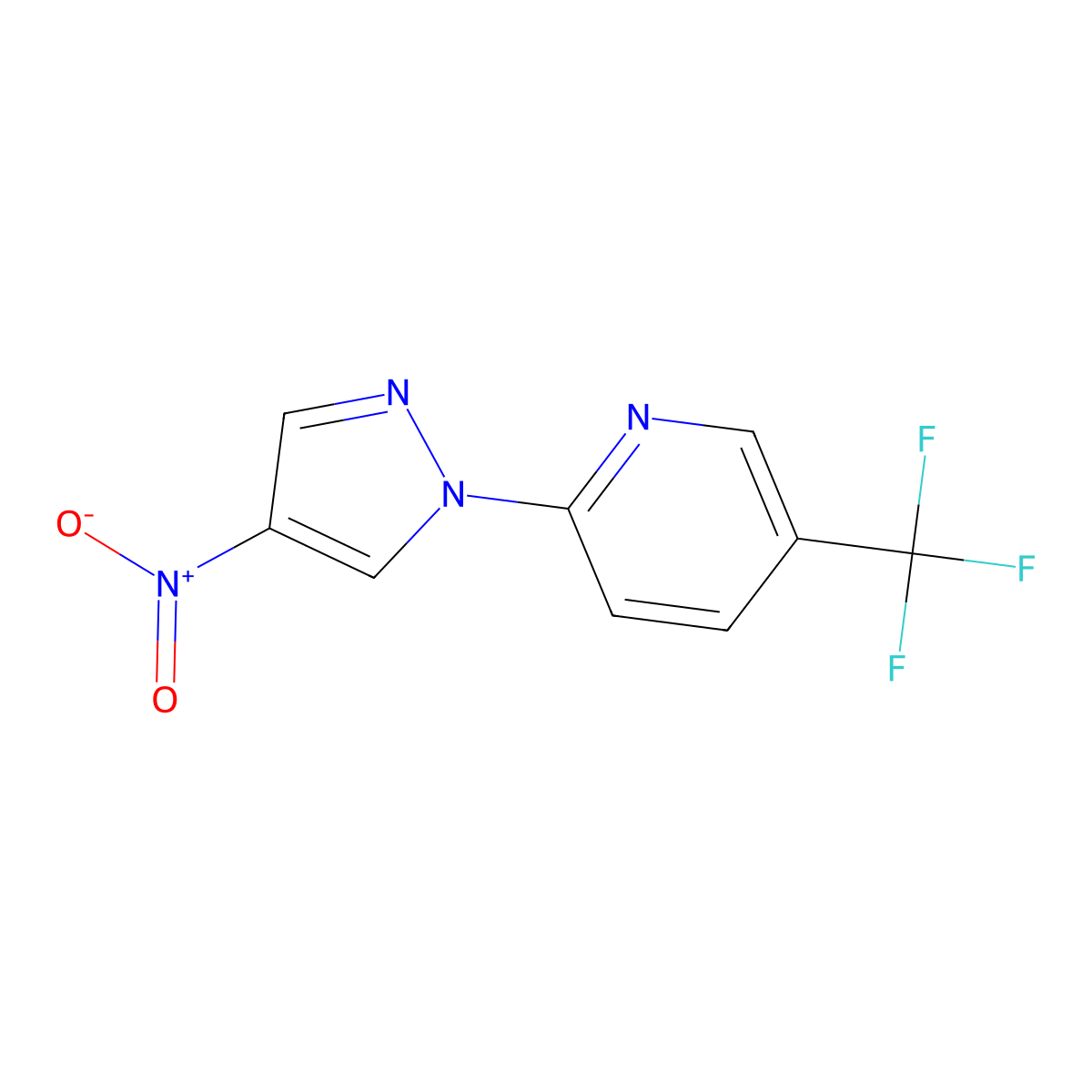 2-(4-nitro-1H-pyrazol-1-yl)-5-(trifluoromethyl)pyridine molecular structure, CAS 122890-62-4
