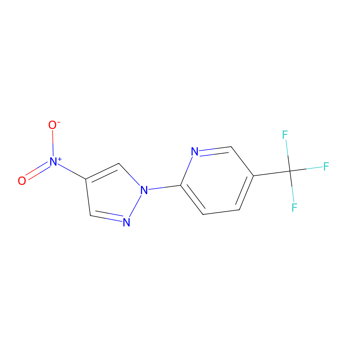 2-(4-nitro-1H-pyrazol-1-yl)-5-(trifluoromethyl)pyridine molecular structure, CAS 122890-62-4
