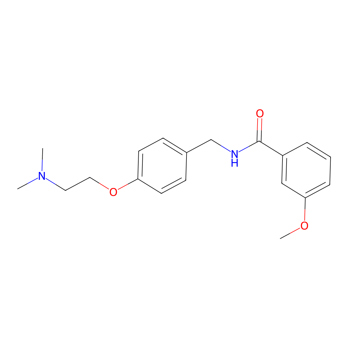 Benzamide, N-((4-(2-(dimethylamino)ethoxy)phenyl)methyl)-3-methoxy- molecular structure, CAS 122892-53-9