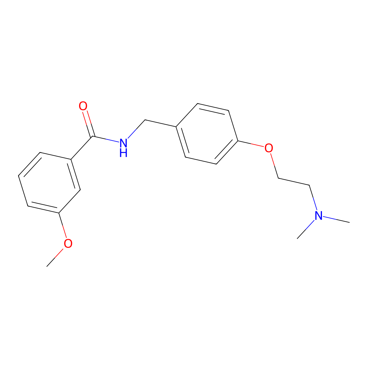 Benzamide, N-((4-(2-(dimethylamino)ethoxy)phenyl)methyl)-3-methoxy- molecular structure, CAS 122892-53-9