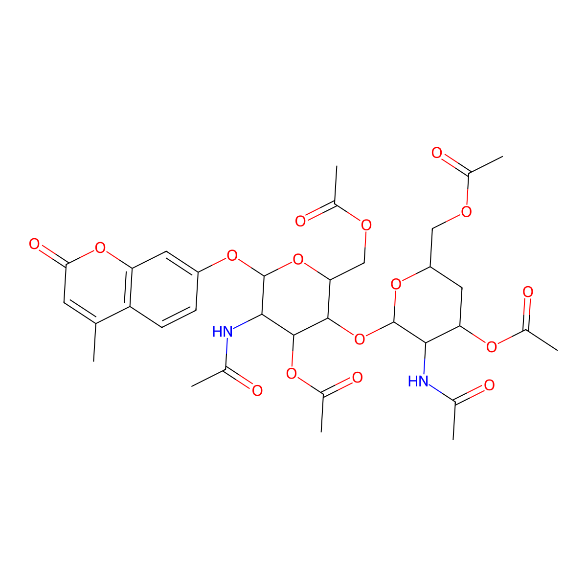 4-Methylumbelliferyl 4-Deoxy-b-D-chitobiose Peracetate molecular structure, CAS 1228931-52-9