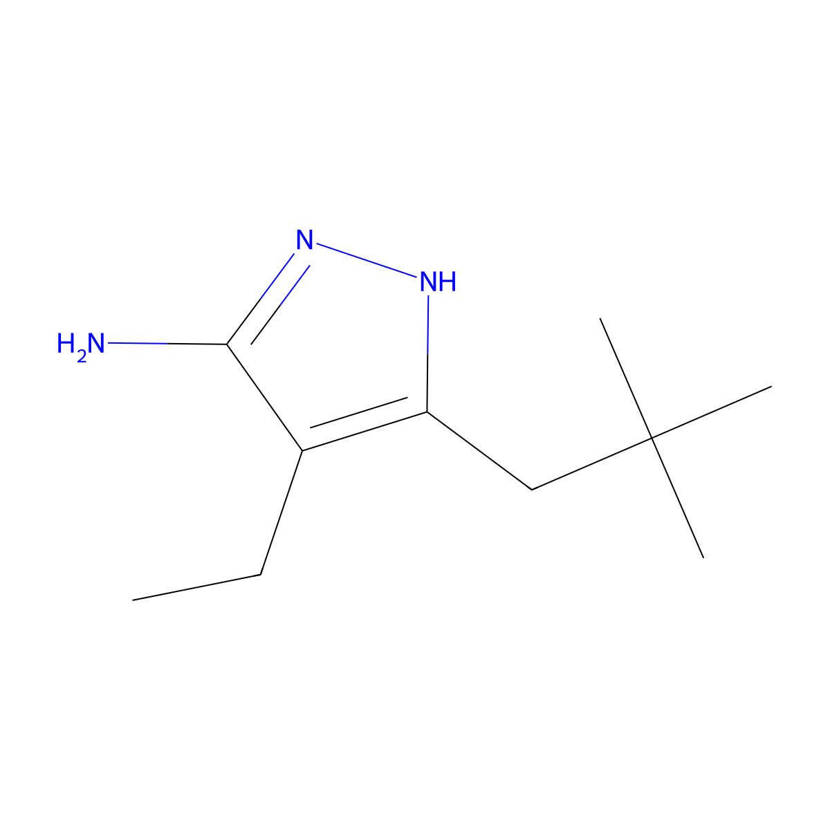3-(2,2-Dimethylpropyl)-4-ethyl-1H-pyrazol-5-amine molecular structure, CAS 1228932-90-8