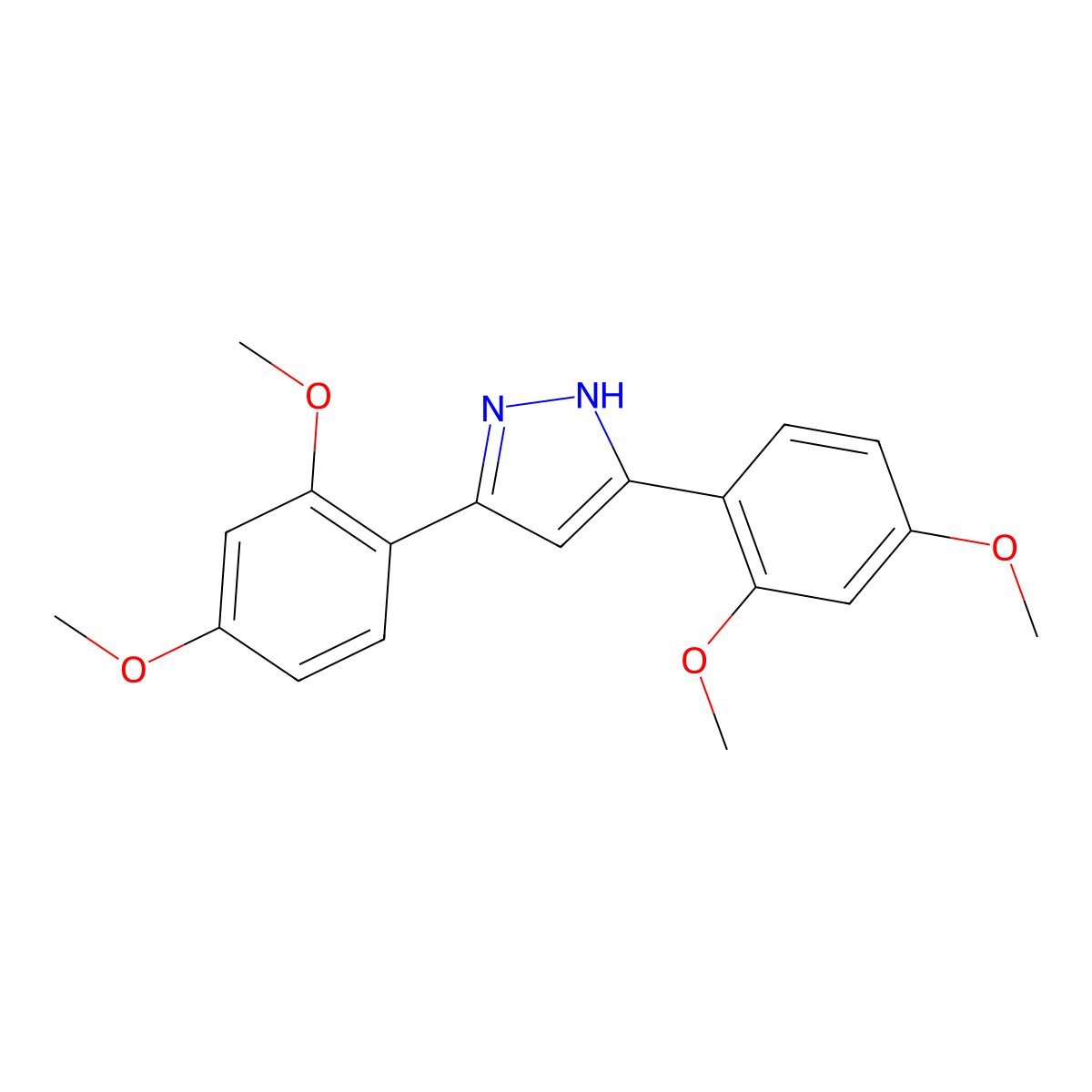 3,5-bis(2,4-dimethoxyphenyl)-1H-pyrazole molecular structure, CAS 1228933-23-0