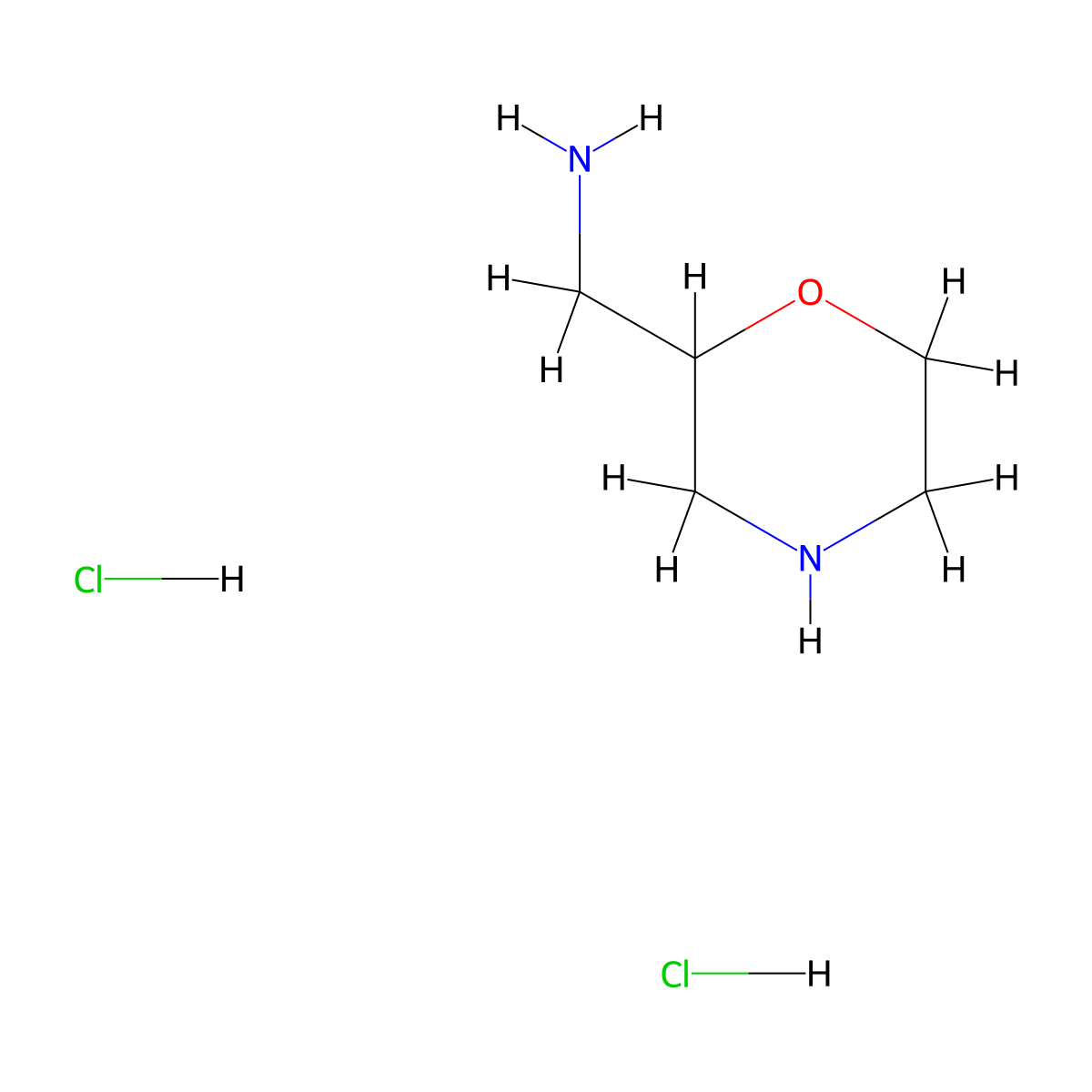 Morpholin-2-ylmethanamine dihydrochloride molecular structure, CAS 122894-46-6