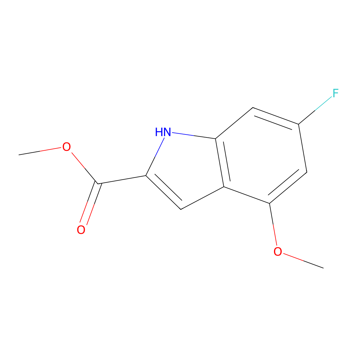 methyl 6-fluoro-4-methoxy-1H-indole-2-carboxylate molecular structure, CAS 1228945-78-5