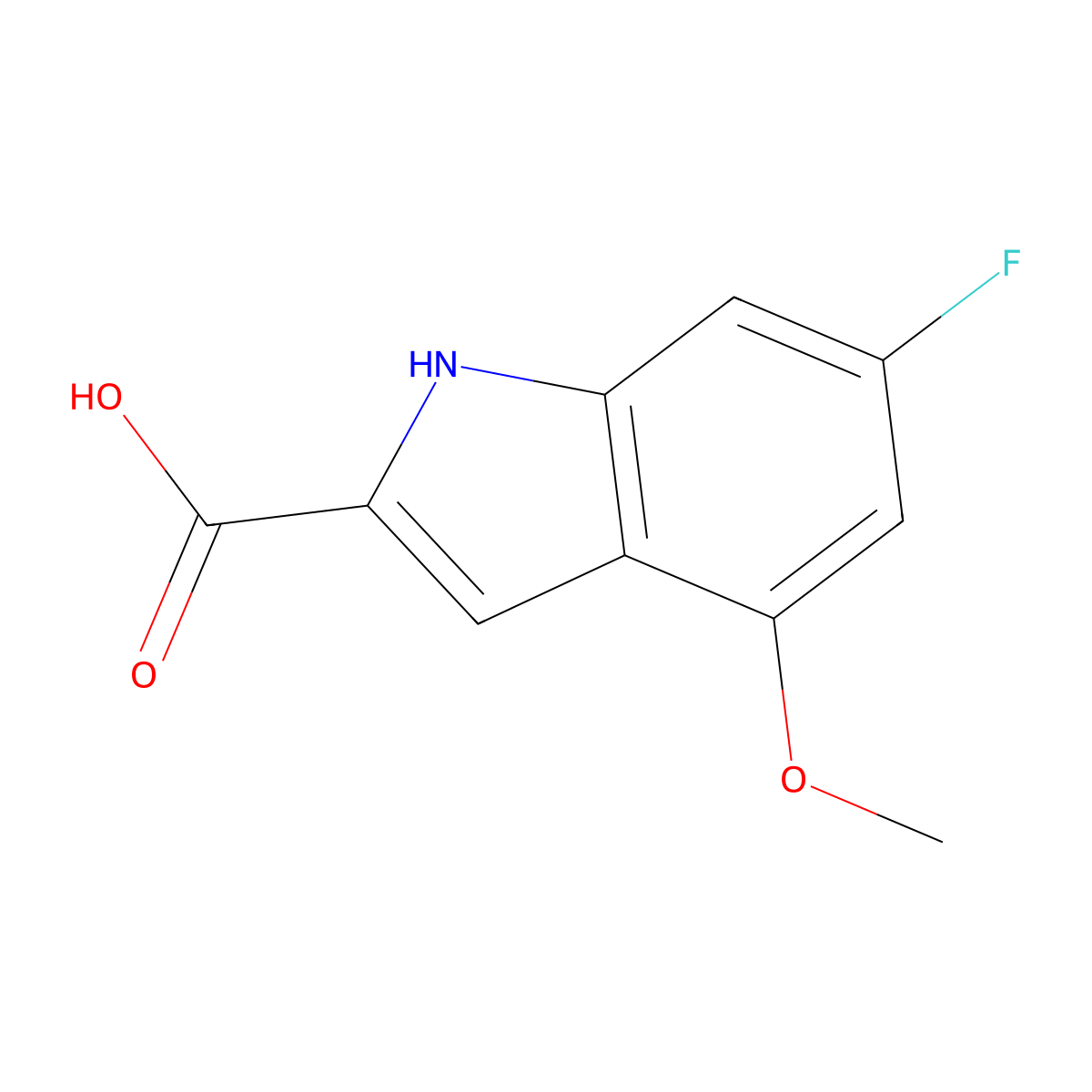 6-fluoro-4-methoxy-1H-indole-2-carboxylic acid molecular structure, CAS 1228945-79-6