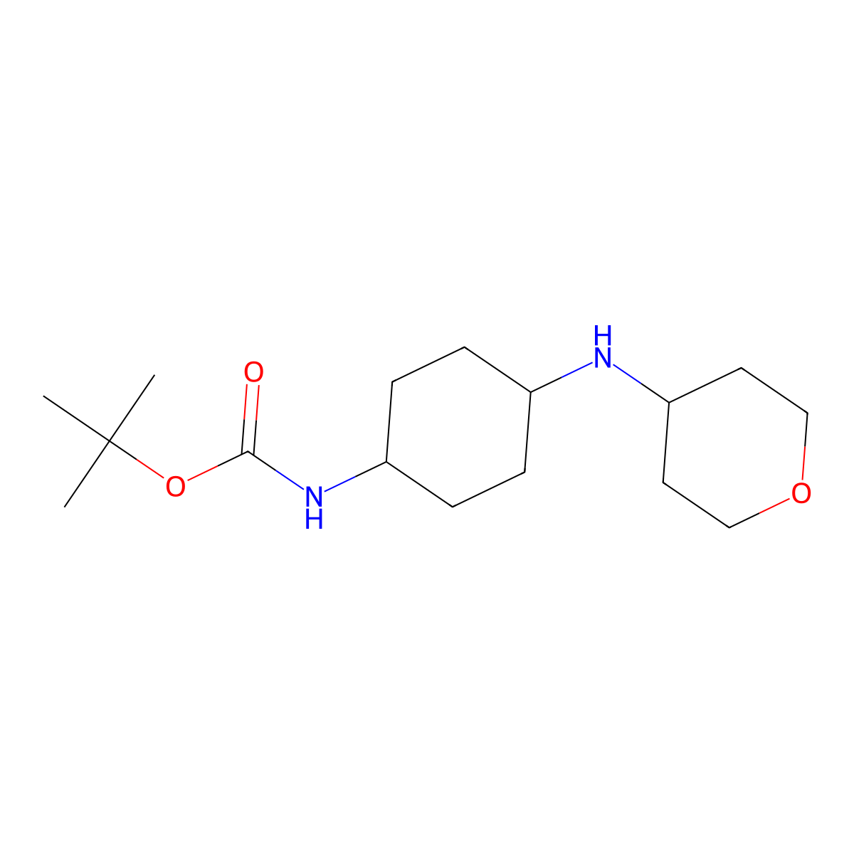 tert-Butyl (1R*,4R*)-4-(tetrahydro-2H-pyran-4-ylamino)-cyclohexylcarbamate molecular structure, CAS 1228947-20-3