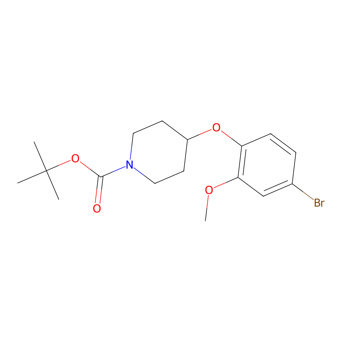 Tert-butyl 4-(4-bromo-2-methoxyphenoxy)piperidine-1-carboxylate molecular structure, CAS 1228957-01-4