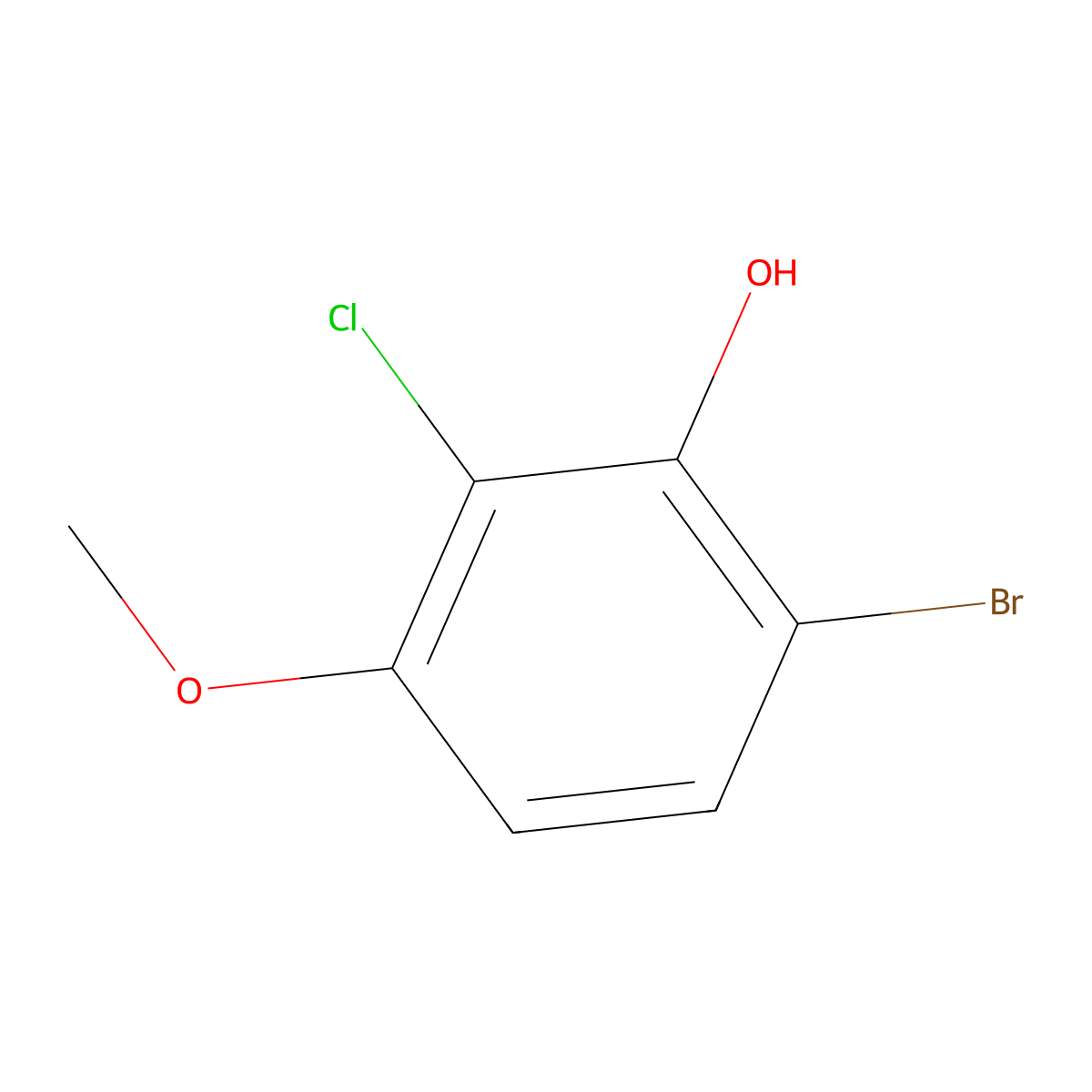 6-Bromo-2-chloro-3-methoxyphenol molecular structure, CAS 1228957-06-9