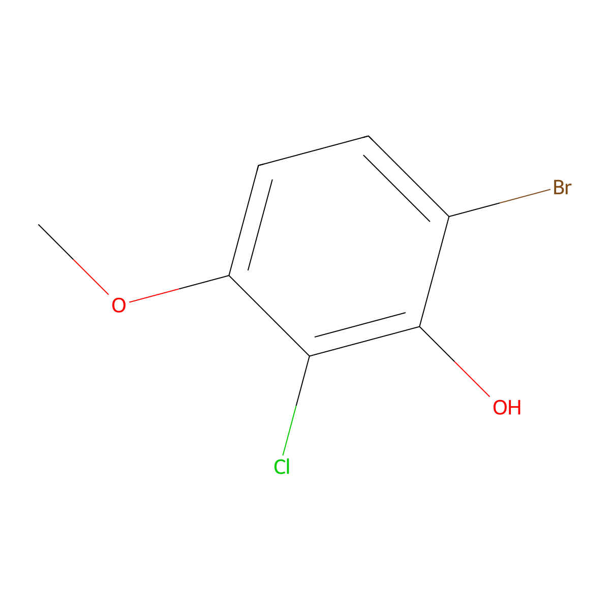 6-Bromo-2-chloro-3-methoxyphenol molecular structure, CAS 1228957-06-9