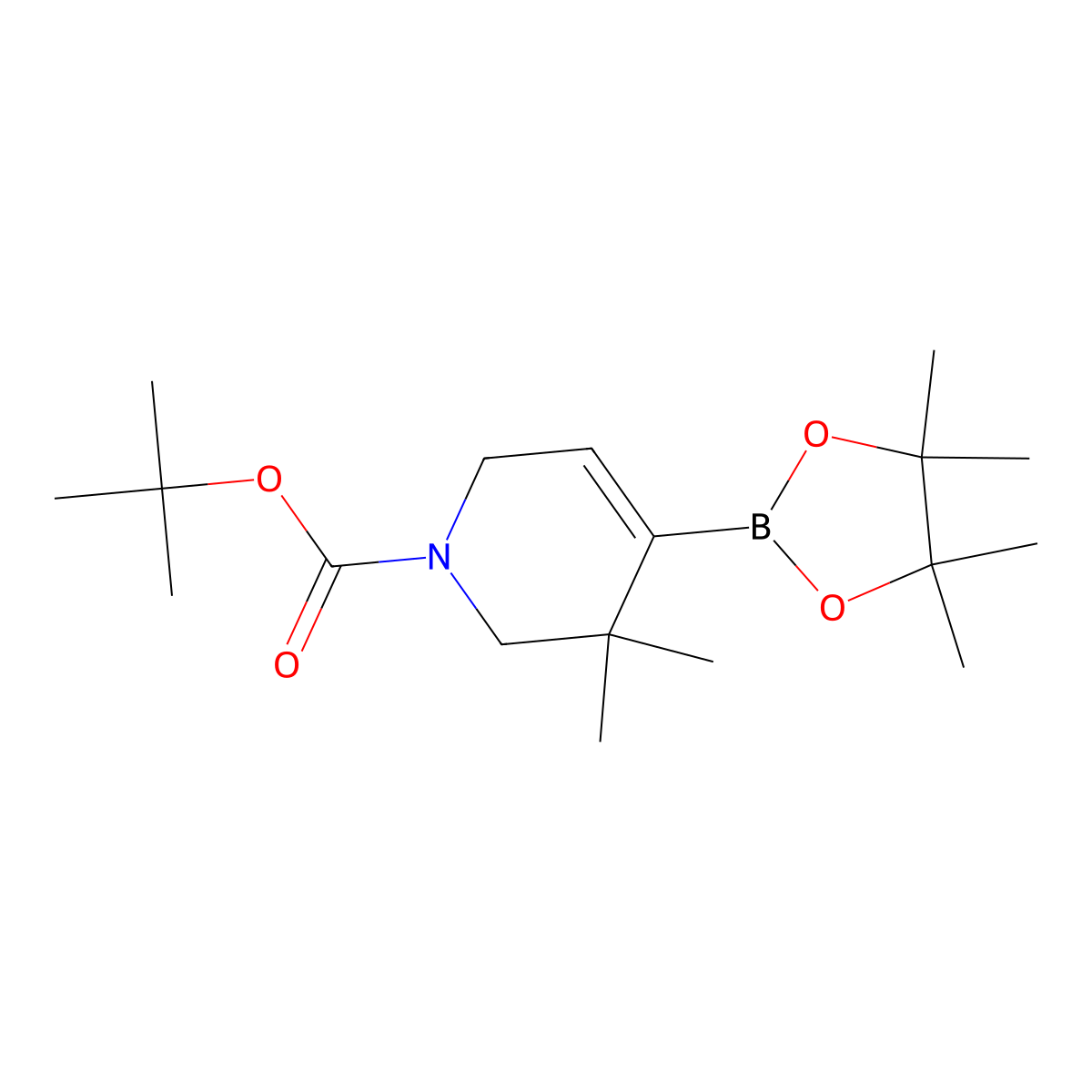 (1-(tert-Butoxycarbonyl)-3,3-dimethyl-1,2,3,6-tetrahydropyridin-4-yl)boronic acid pinacol ester molecular structure, CAS 1228962-22-8