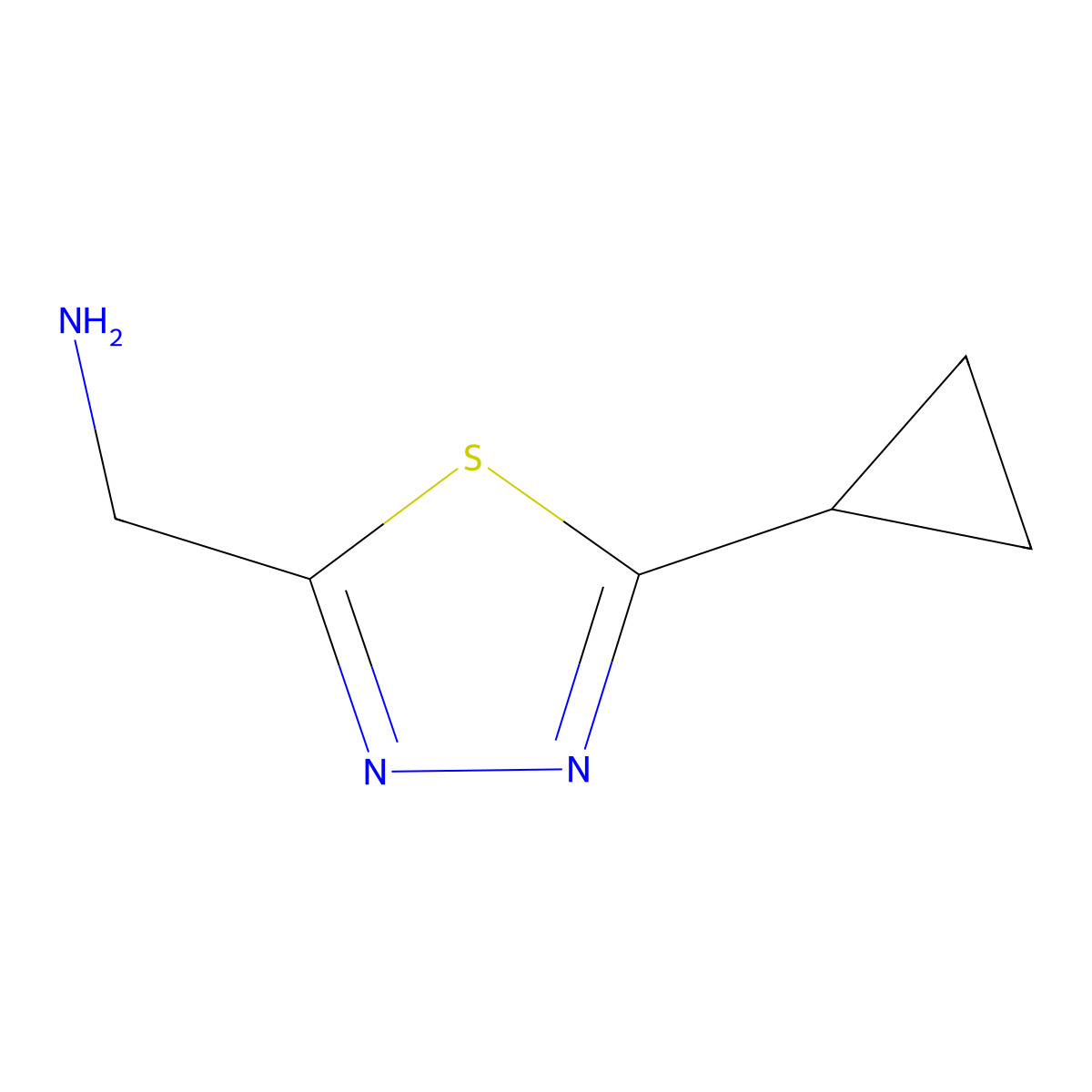 (5-Cyclopropyl-1,3,4-thiadiazol-2-yl)methanamine molecular structure, CAS 1228994-86-2