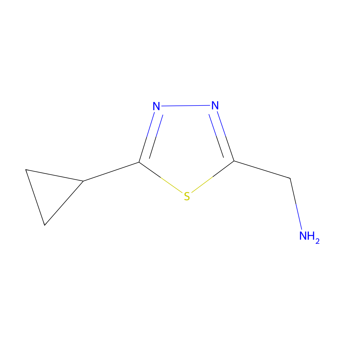 (5-Cyclopropyl-1,3,4-thiadiazol-2-yl)methanamine molecular structure, CAS 1228994-86-2