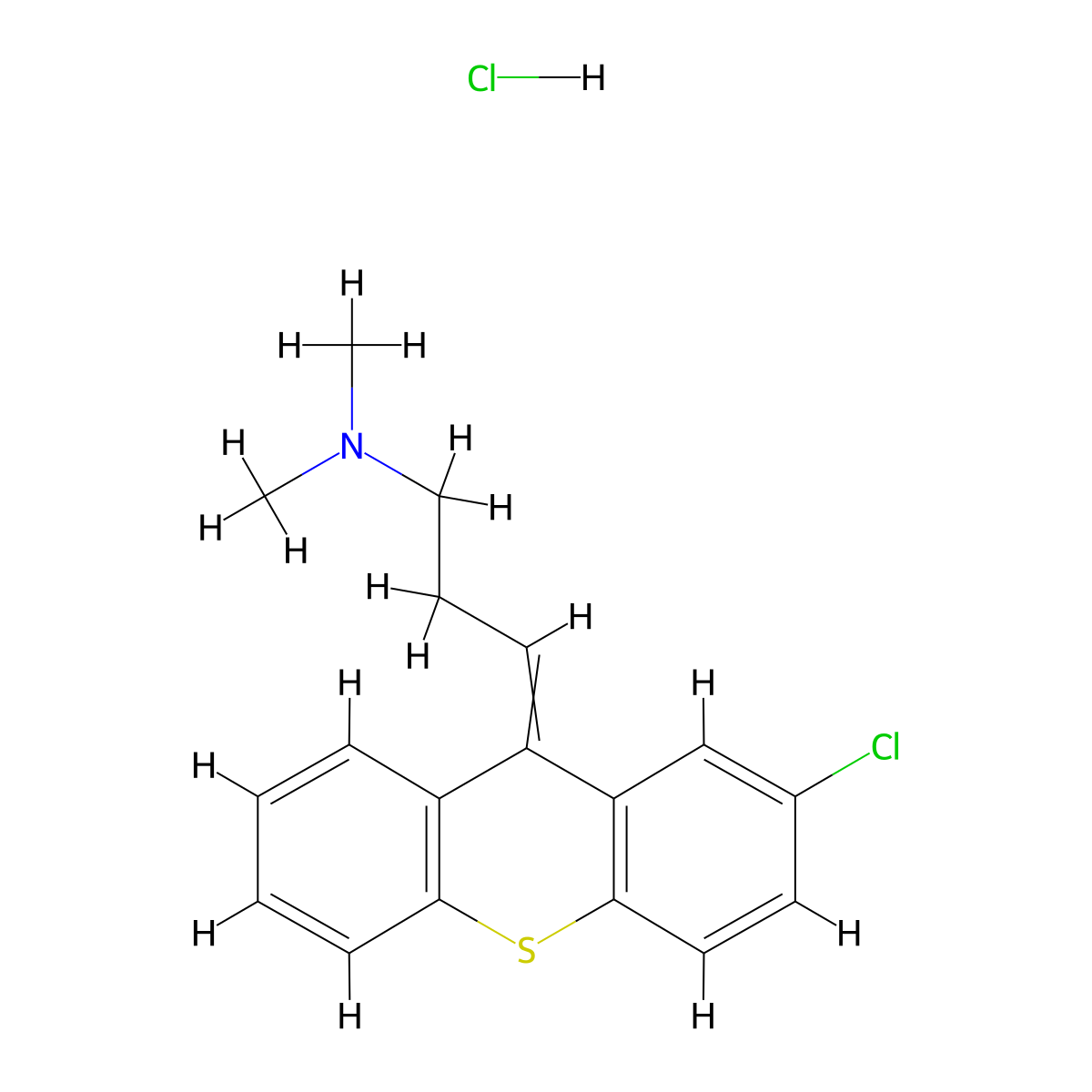 2-Chloro-9-(3-dimethylaminopropylidene)thioxanthene hydrochloride molecular structure, CAS 1229-38-5