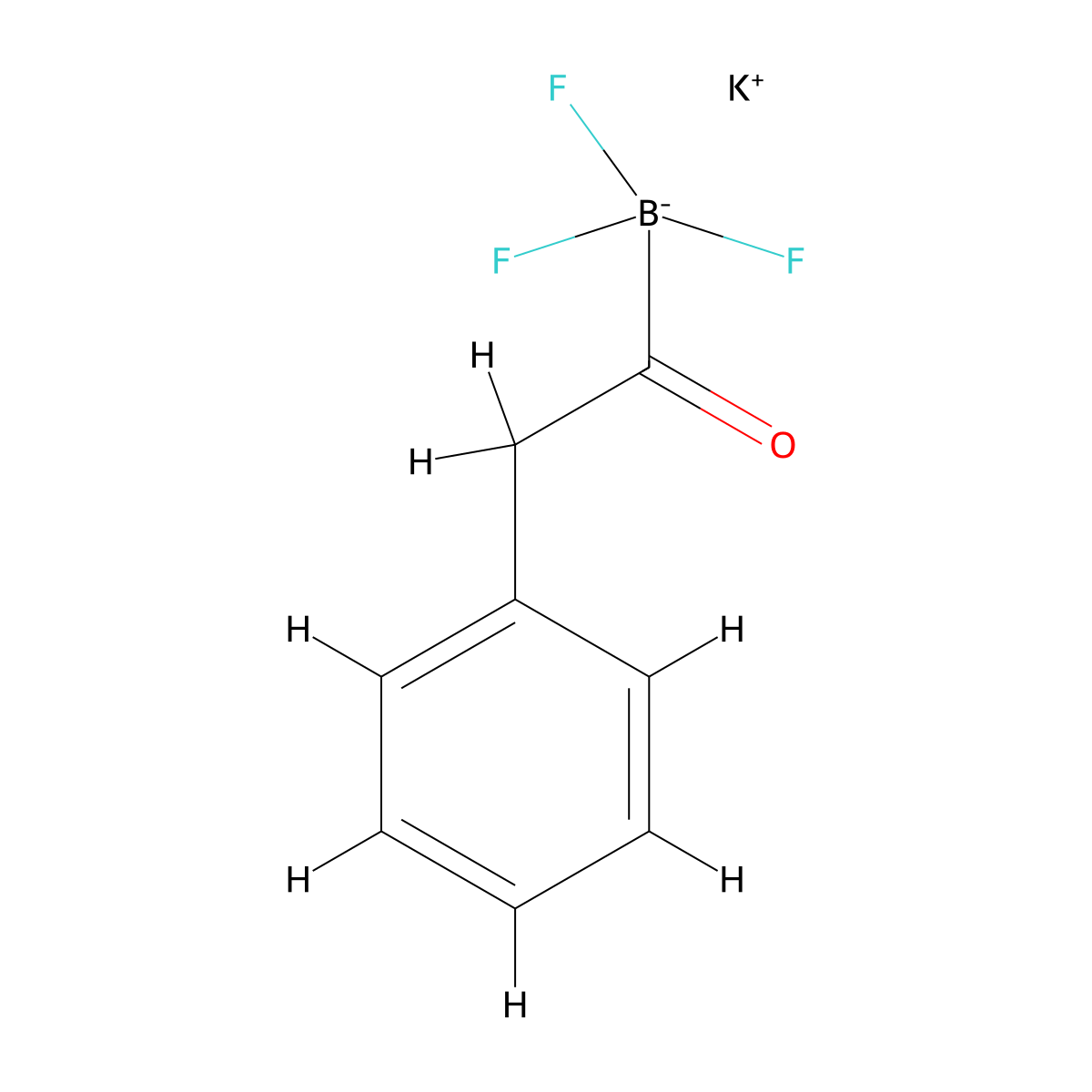 Potassium 1-oxo-2-phenyl-1-(tris(lambda2-fluoranidyl)-lambda1-boranetriiumyl)ethanuide molecular structure, CAS 1229039-50-2