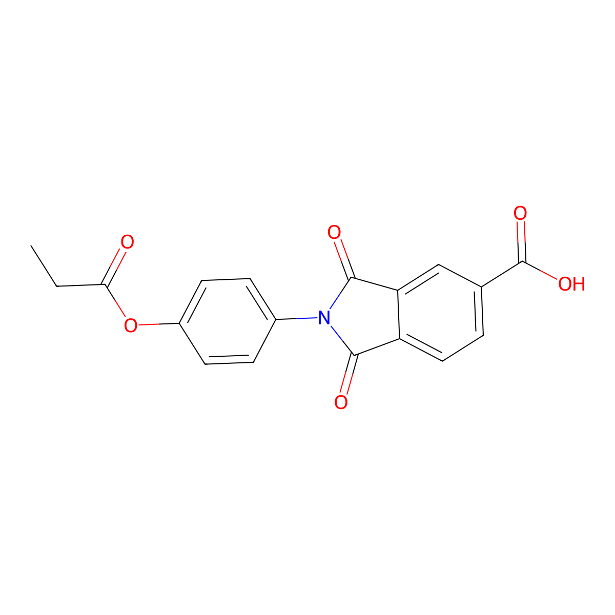 1,3-dioxo-2-(4-propanoyloxyphenyl)isoindole-5-carboxylic Acid molecular structure, CAS 122904-27-2
