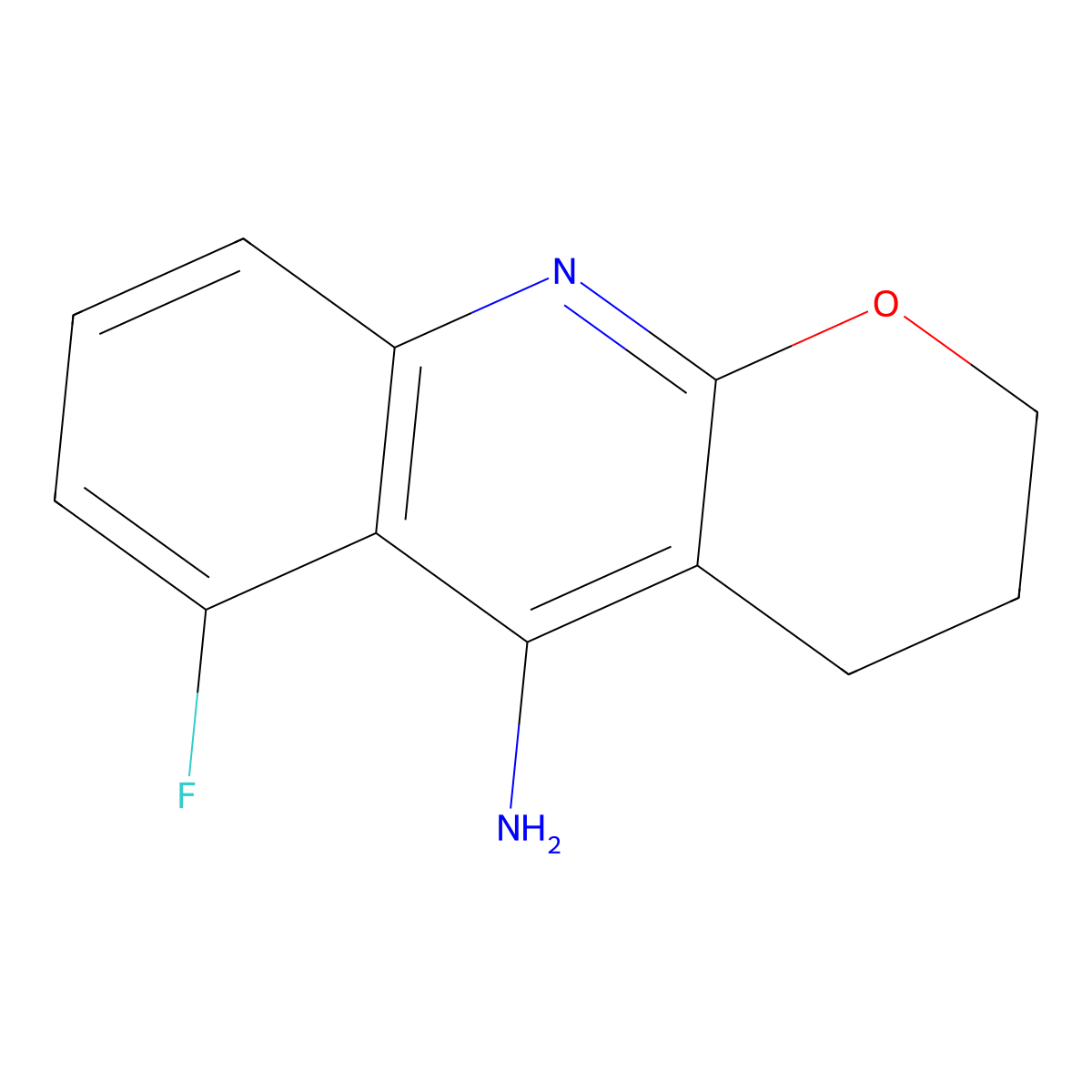 6-Fluoro-3,4-dihydro-2H-pyrano[2,3-b]quinolin-5-amine molecular structure, CAS 122910-26-3