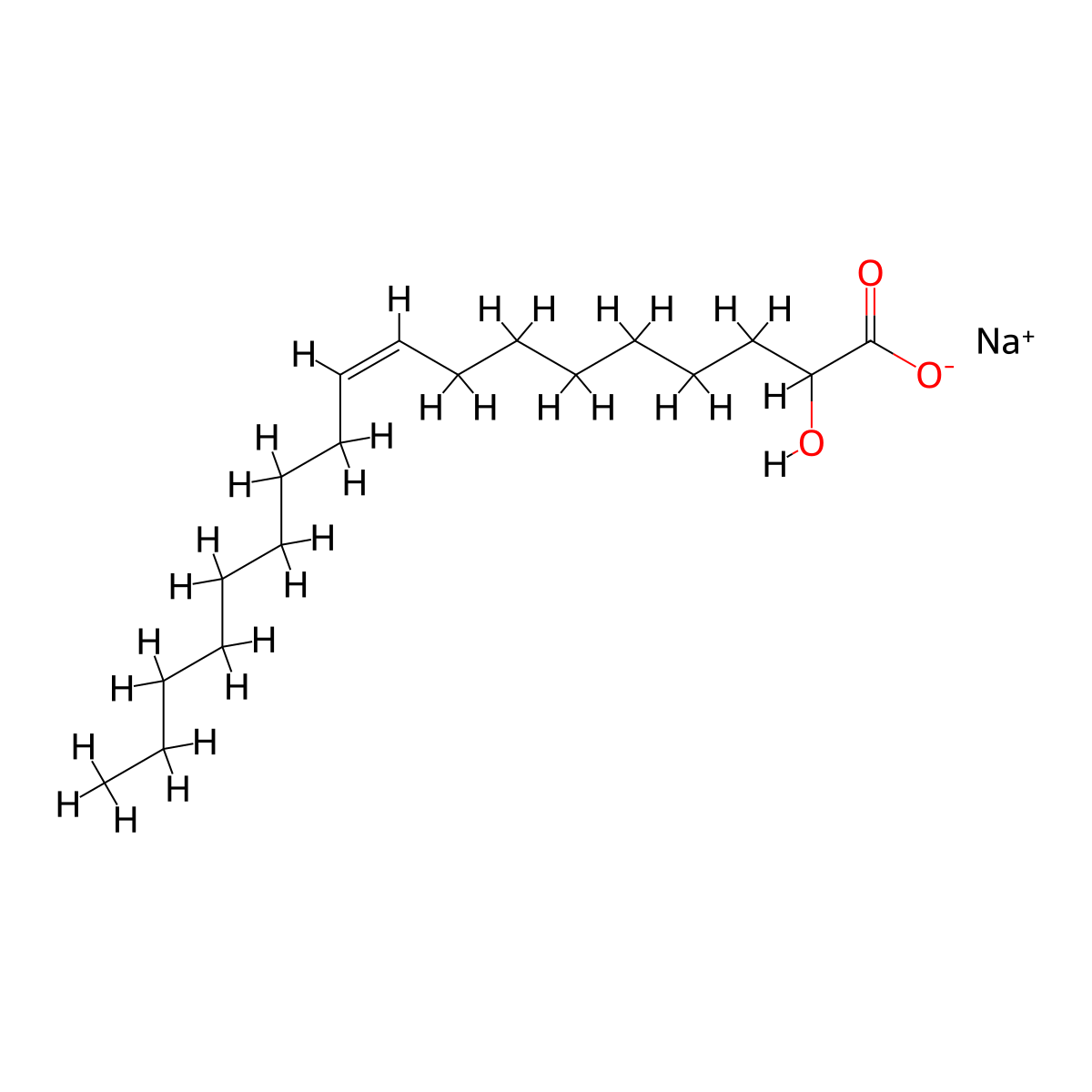 Sodium 2-hydroxyoleate molecular structure, CAS 1229114-68-4