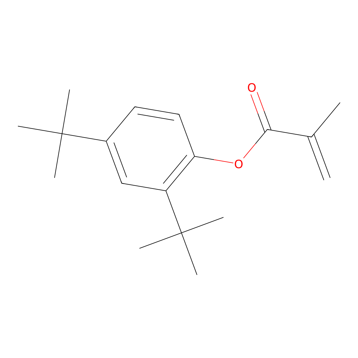 2-Propenoic acid, 2-methyl-, 2,4-bis(1,1-dimethylethyl)phenyl ester molecular structure, CAS 122919-15-7