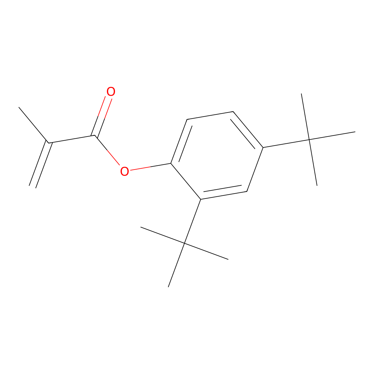 2-Propenoic acid, 2-methyl-, 2,4-bis(1,1-dimethylethyl)phenyl ester molecular structure, CAS 122919-15-7