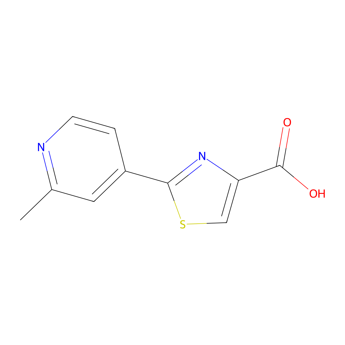 2-(2-Methylpyridin-4-yl)thiazole-4-carboxylic acid molecular structure, CAS 1229193-98-9