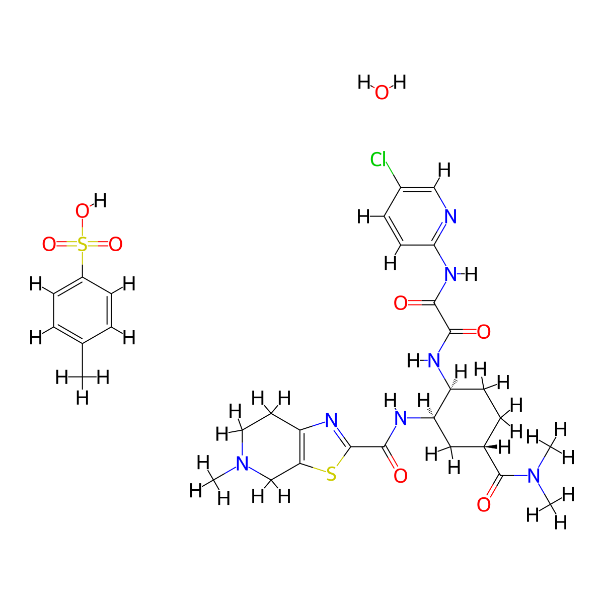 Edoxaban tosylate monohydrate molecular structure, CAS 1229194-11-9