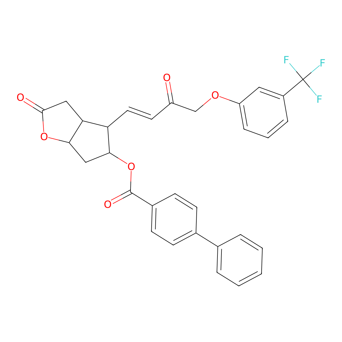 2-Oxo-4-{3-oxo-4-[3-(trifluoromethyl)phenoxy]but-1-en-1-yl}hexahydro-2H-cyclopenta[b]furan-5-yl [1,1'-biphenyl]-4-carboxylate molecular structure, CAS 122921-57-7