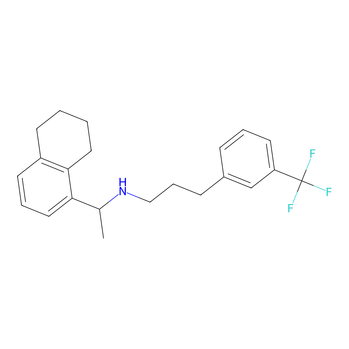 (R)-N-[1-(5,6,7,8-Tetrahydronaphthalen-1-yl)ethyl]-3-[3-(trifluoromethyl)phenyl]-1-propylamine molecular structure, CAS 1229224-93-4