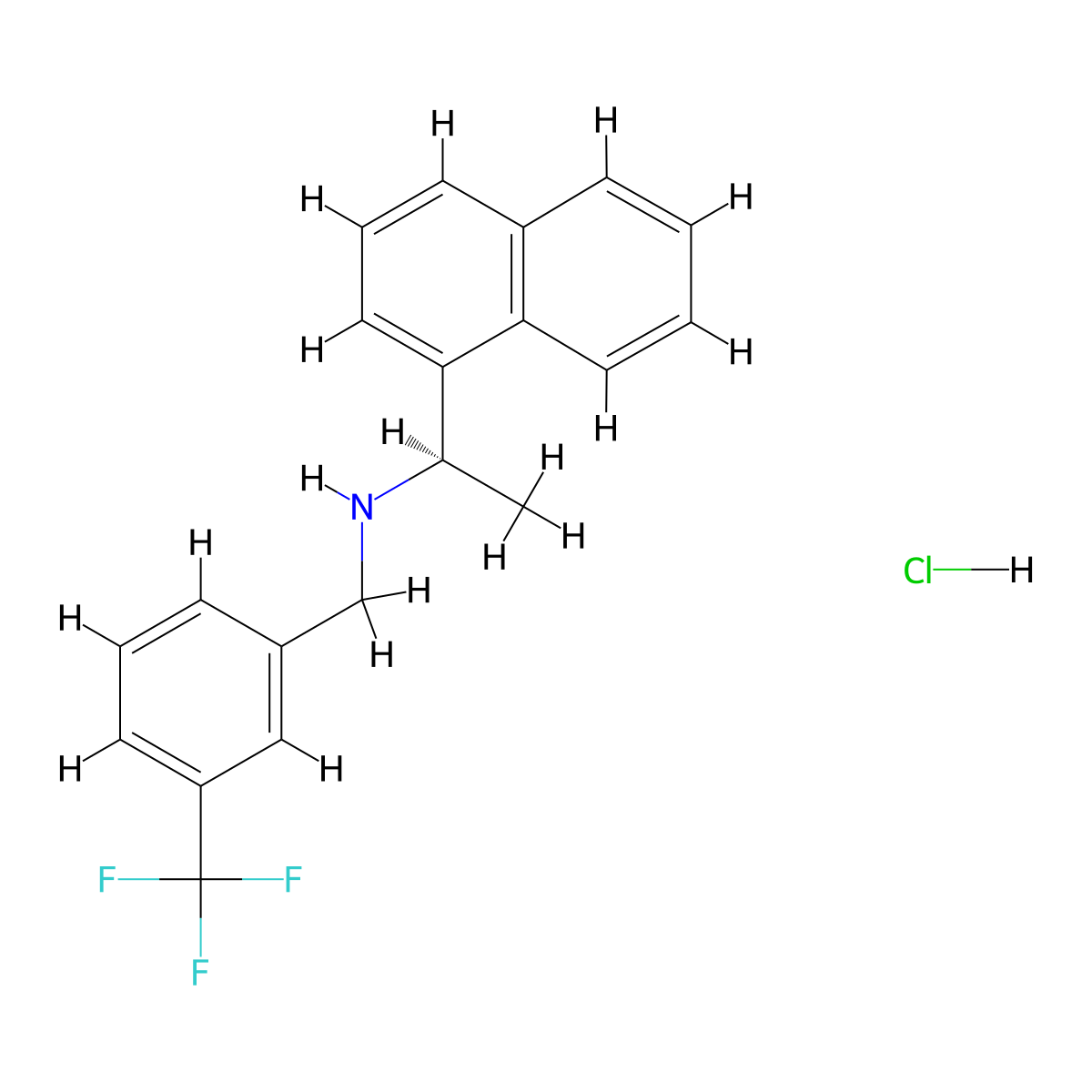 (R)-1-(Naphthalen-1-yl)-N-(3-(trifluoromethyl)benzyl)ethanamine hydrochloride molecular structure, CAS 1229225-42-6
