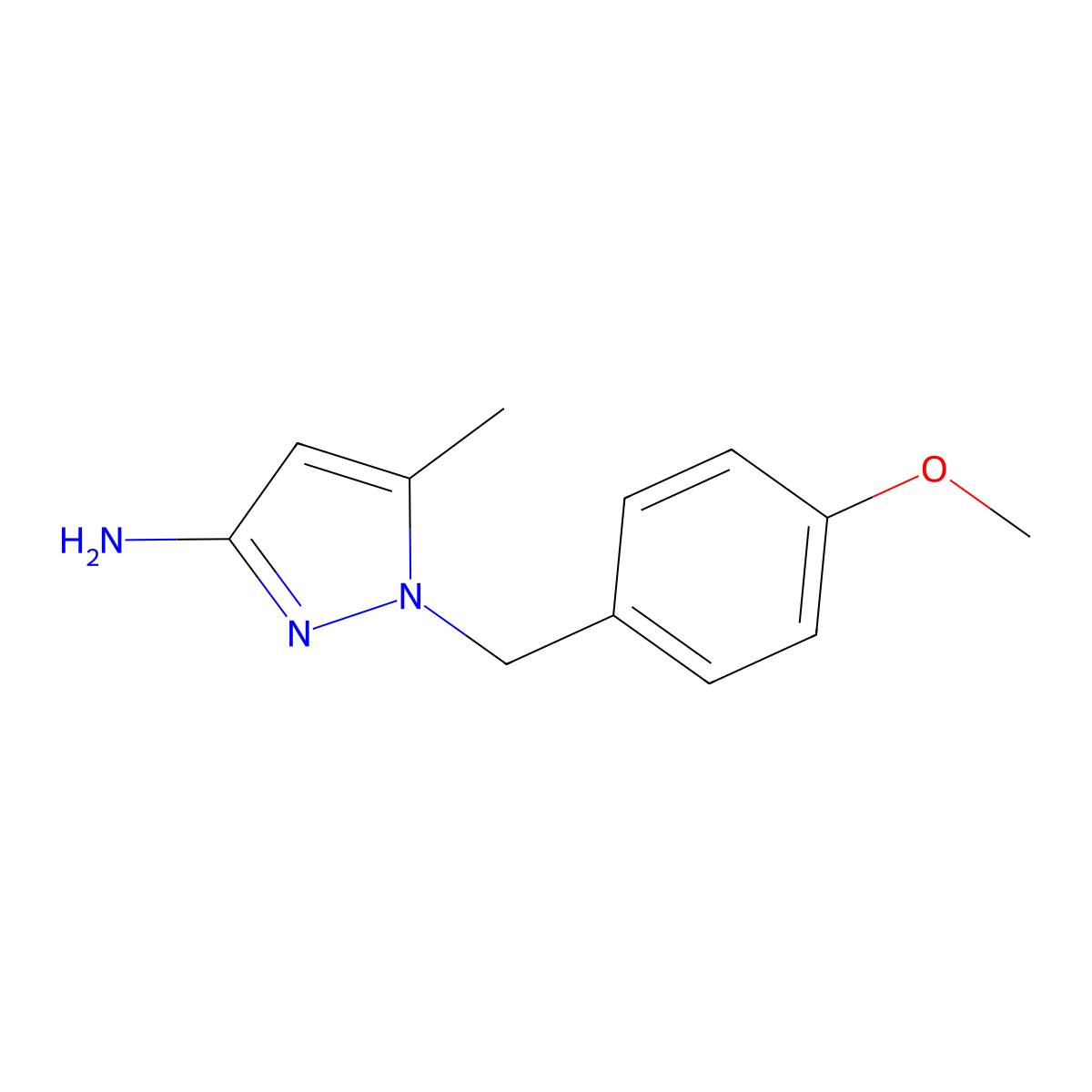 1-(4-methoxybenzyl)-5-methyl-1H-pyrazol-3-amine molecular structure, CAS 1229236-77-4