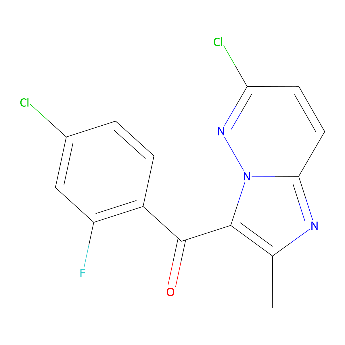 (4-Chloro-2-fluorophenyl)(6-chloro-2-methylimidazo[1,2-b]pyridazin-3-yl)methanone molecular structure, CAS 1229236-80-9