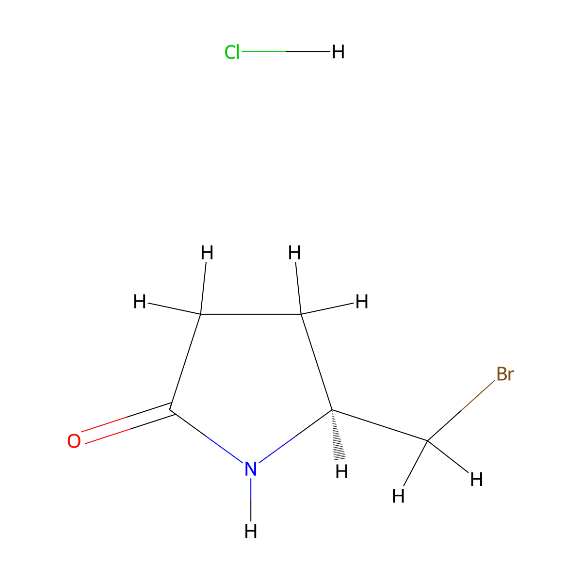 (5S)-5-(bromomethyl)pyrrolidin-2-one hydrochloride molecular structure, CAS 1229244-91-0