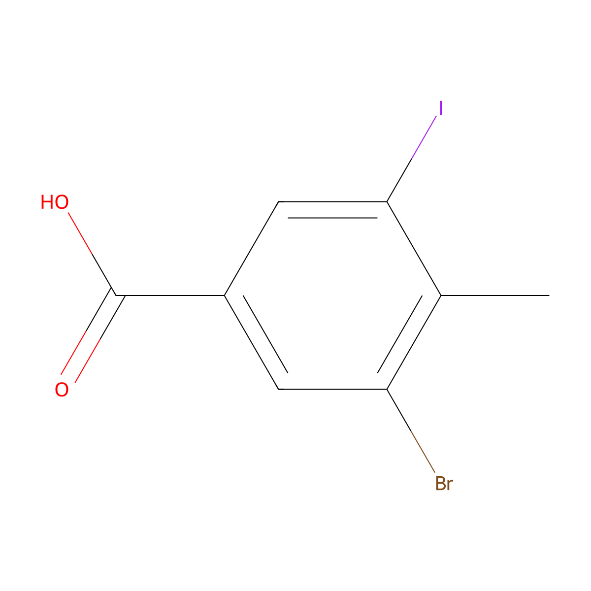 3-Bromo-5-iodo-4-methylbenzoic acid molecular structure, CAS 1229245-20-8