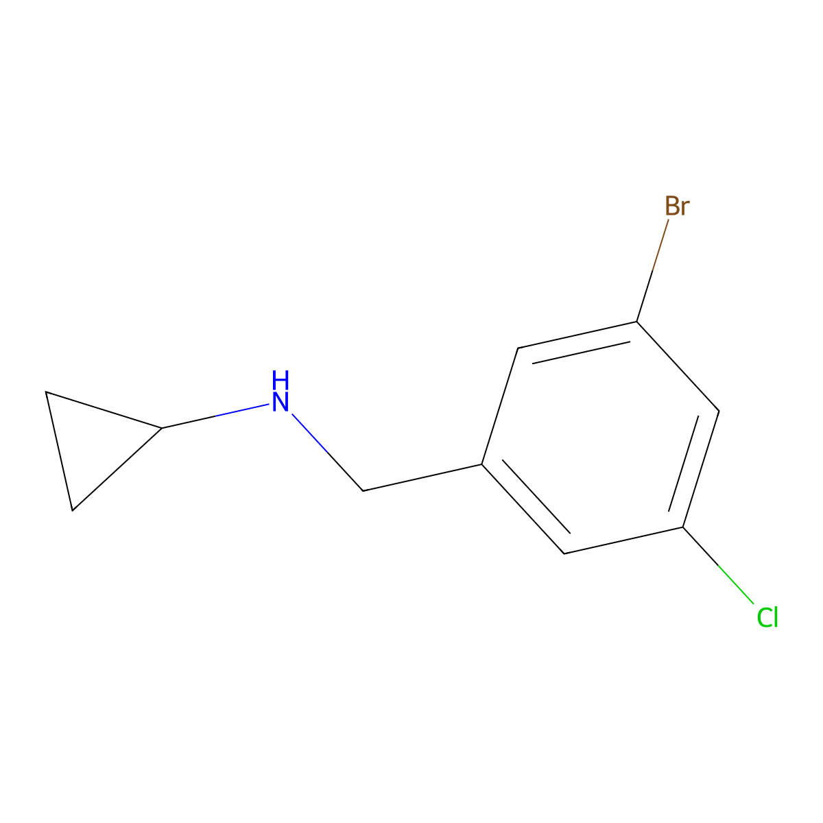 N-[(3-bromo-5-chlorophenyl)methyl]cyclopropanamine molecular structure, CAS 1229245-70-8