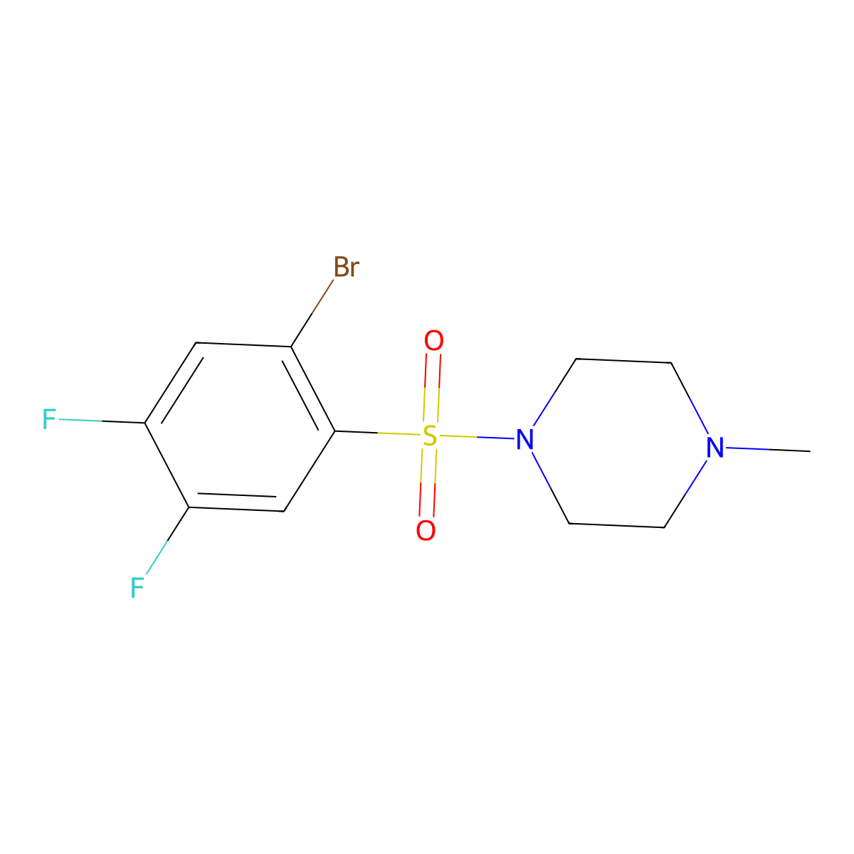 1-((2-Bromo-4,5-difluorophenyl)sulfonyl)-4-methylpiperazine molecular structure, CAS 1229294-05-6