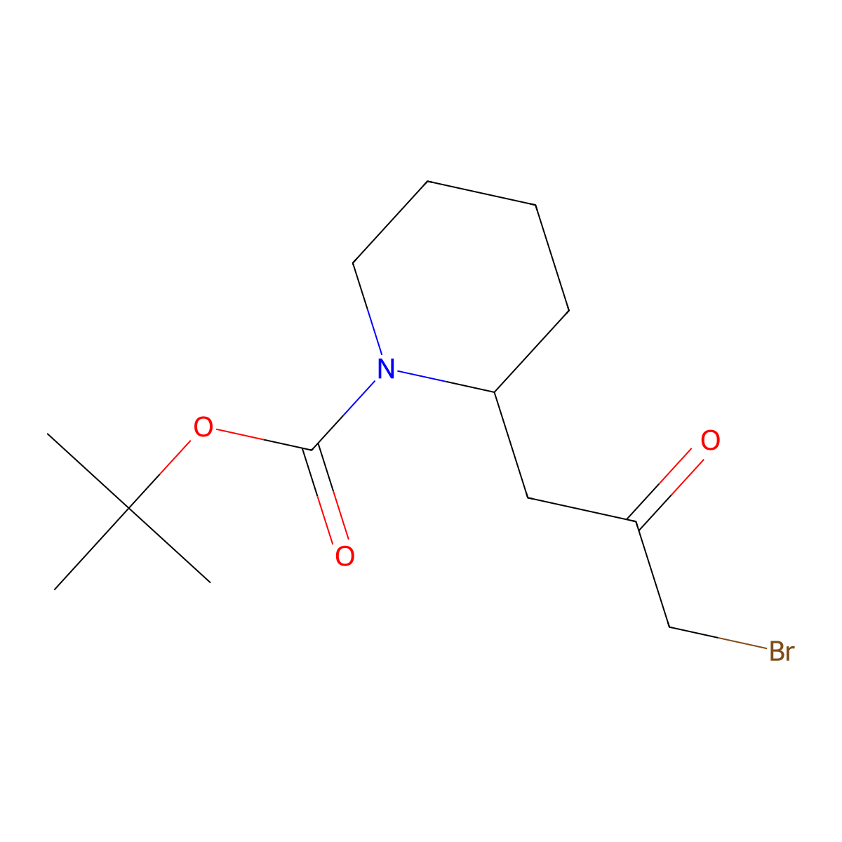 Tert-butyl 2-(3-bromo-2-oxopropyl)piperidine-1-carboxylate molecular structure, CAS 1229357-99-6
