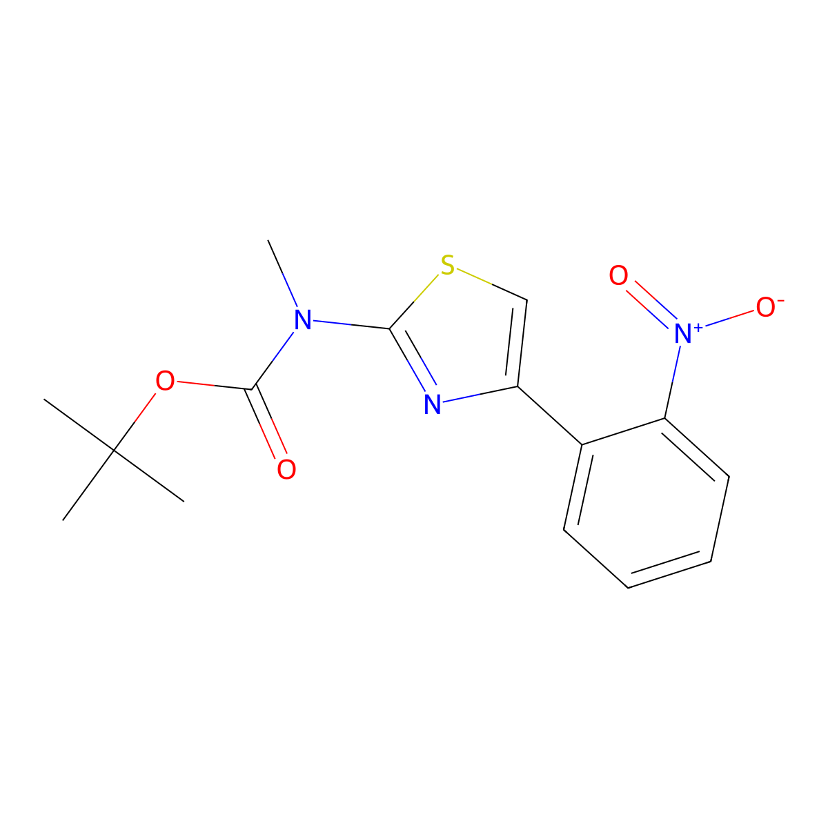 tert-butyl N-methyl-N-[4-(2-nitrophenyl)-1,3-thiazol-2-yl]carbamate molecular structure, CAS 1229380-59-9