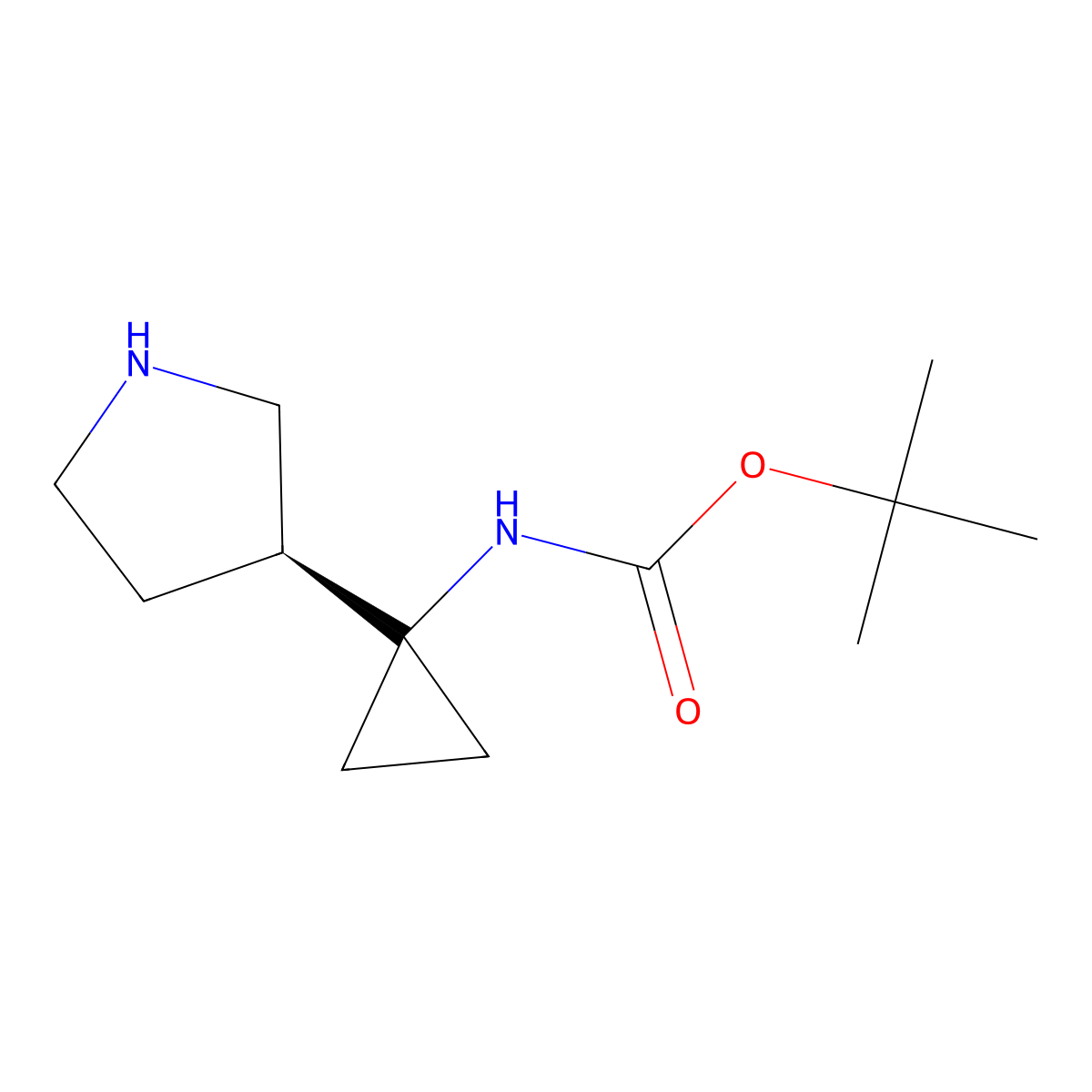 (S)-Tert-butyl (1-(pyrrolidin-3-YL)cyclopropyl)carbamate molecular structure, CAS 1229421-17-3