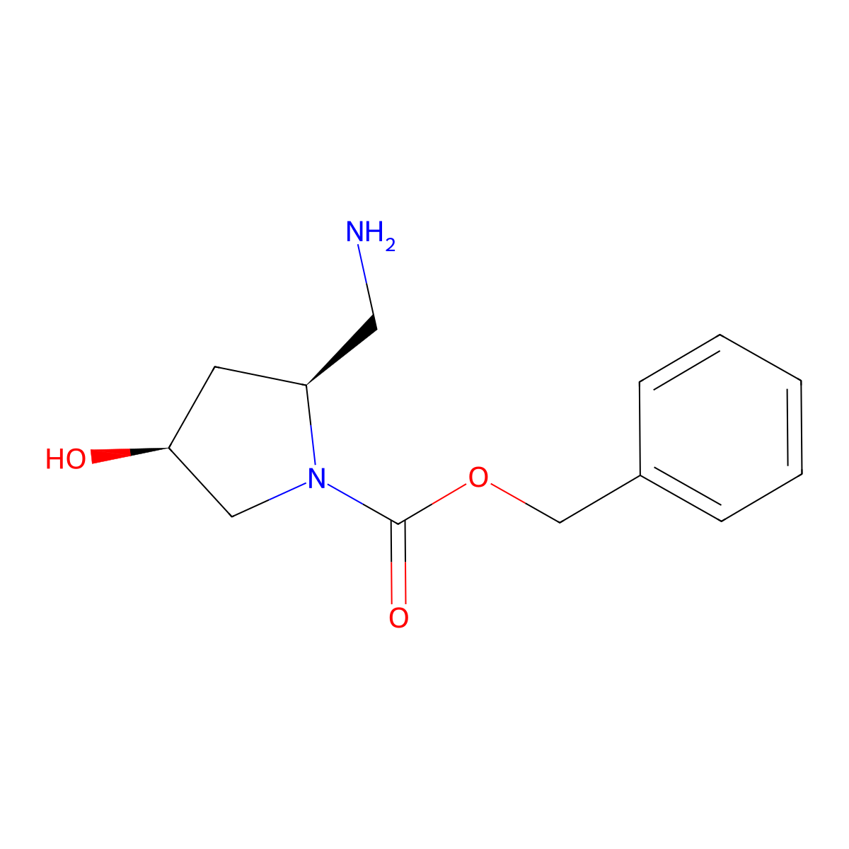(2S,4S)-benzyl 2-(aminomethyl)-4-hydroxypyrrolidine-1-carboxylate molecular structure, CAS 1229421-27-5