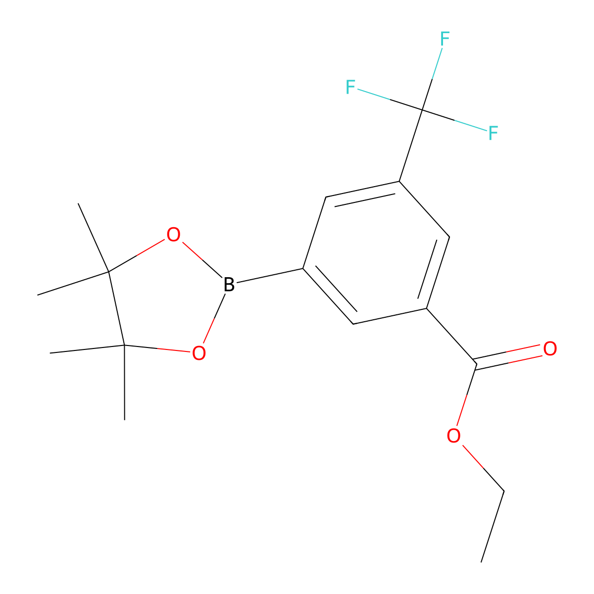 Ethyl 3-(4,4,5,5-tetramethyl-1,3,2-dioxaborolan-2-yl)-5-(trifluoromethyl)benzoate molecular structure, CAS 1229442-65-2