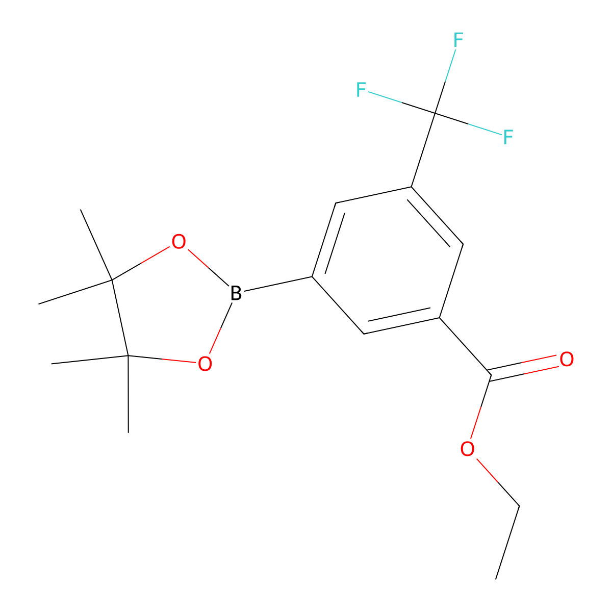 Ethyl 3-(4,4,5,5-tetramethyl-1,3,2-dioxaborolan-2-yl)-5-(trifluoromethyl)benzoate molecular structure, CAS 1229442-65-2