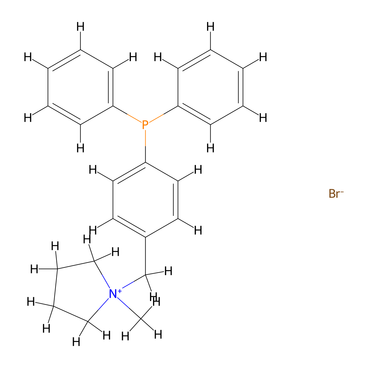 1-((4-(Diphenylphosphanyl)phenyl)methyl)-1-methylpyrrolidin-1-ium bromide molecular structure, CAS 1229444-44-3