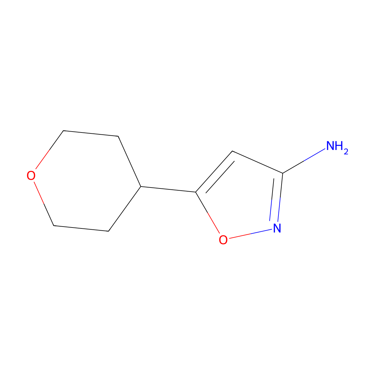5-(Tetrahydro-2H-pyran-4-yl)-3-isoxazolamine molecular structure, CAS 1229454-64-1