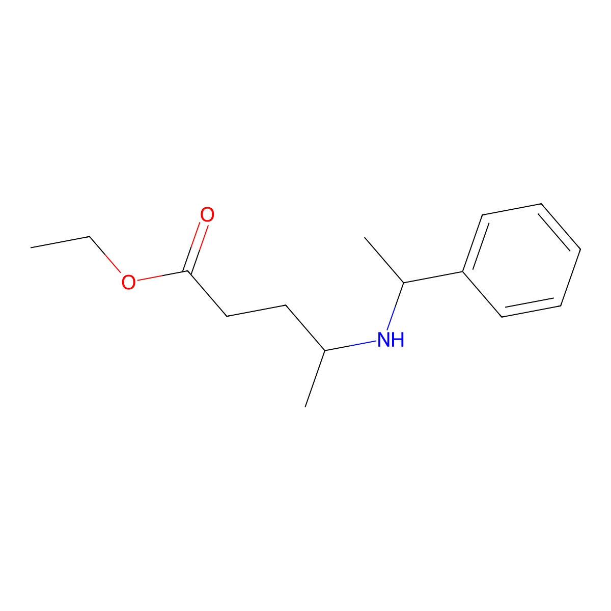 Ethyl 4-((1-phenylethyl)amino)pentanoate molecular structure, CAS 1229455-29-1